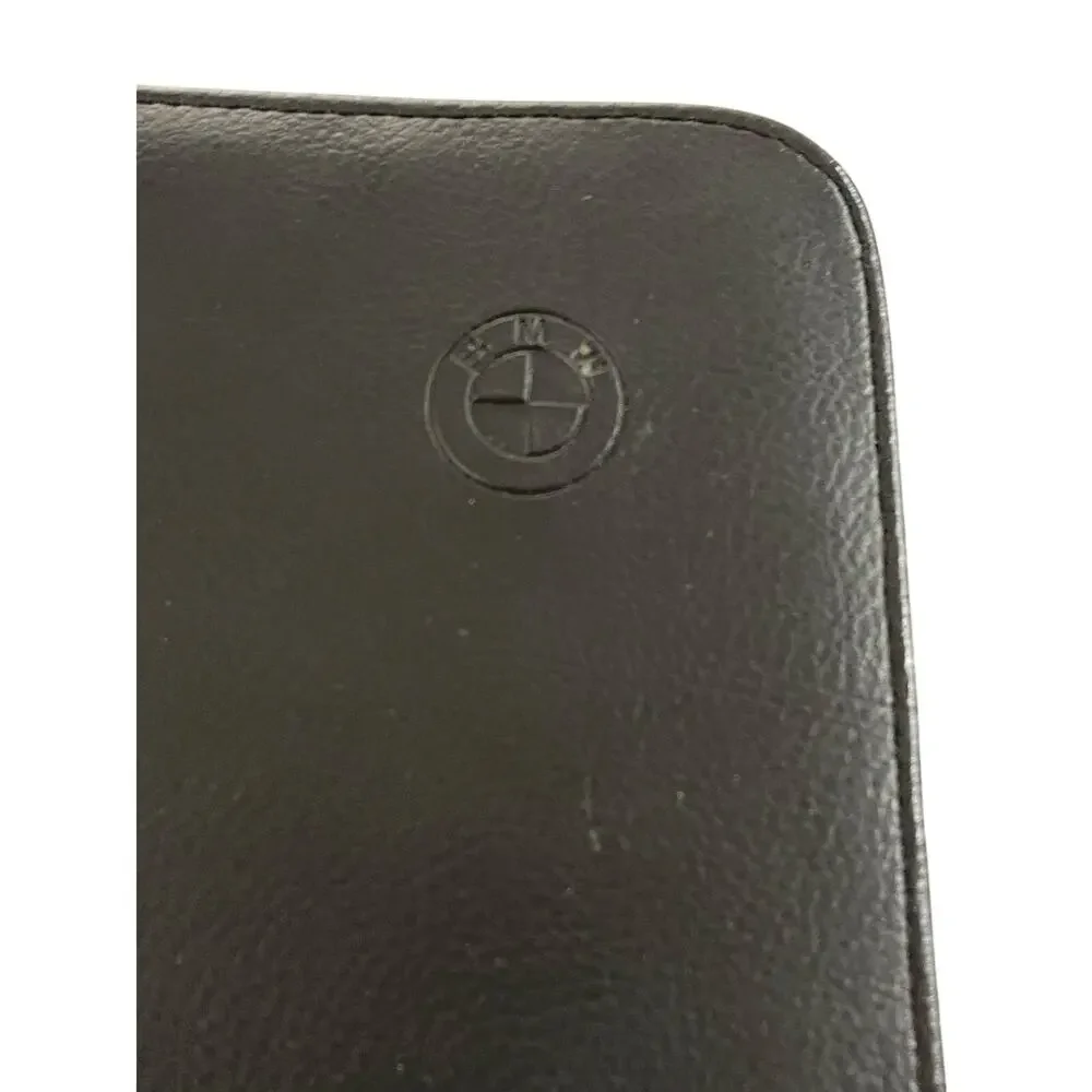 BMW Leather Owners Manual Cover Black Zipper Binder Y2K Models